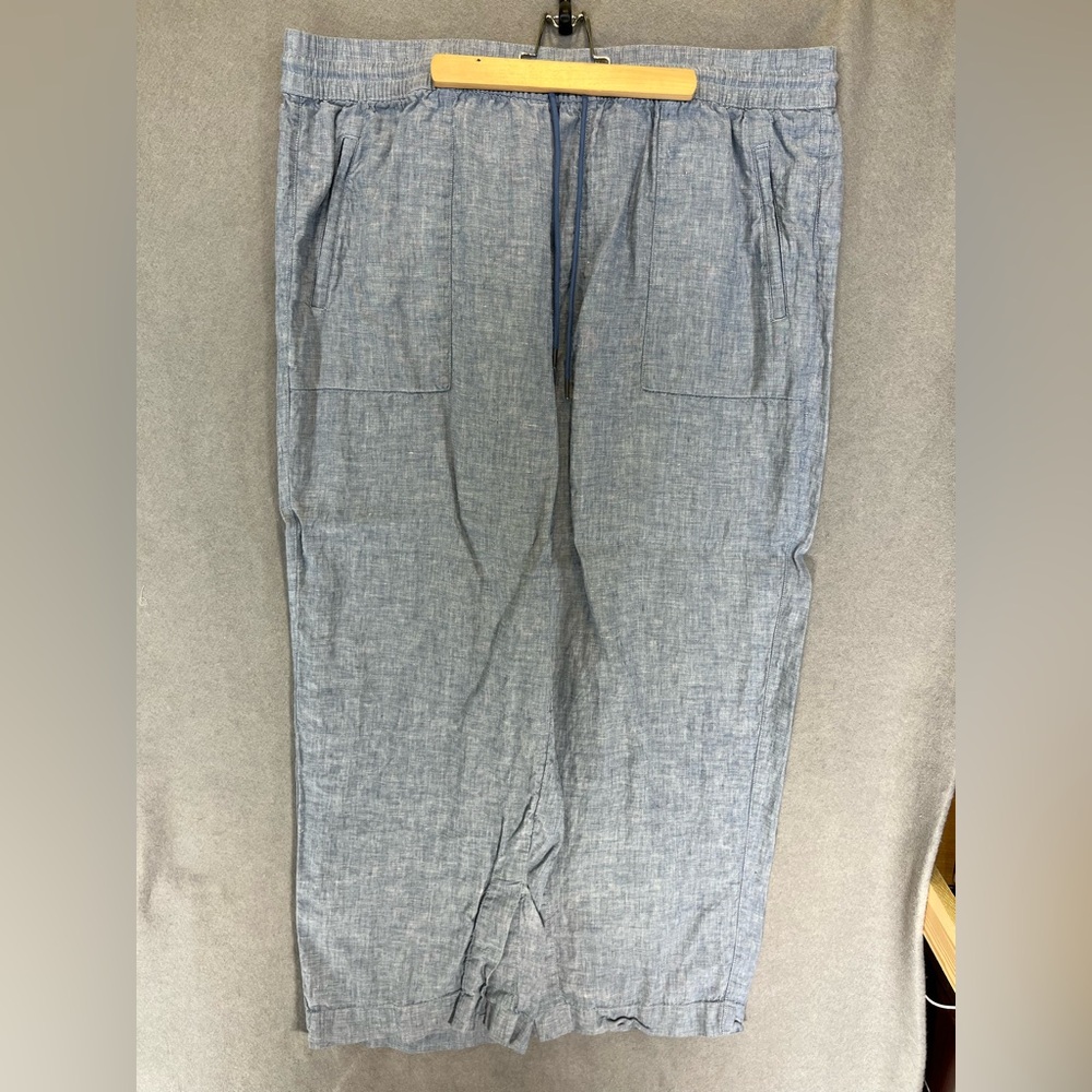 ATHLETA Retreat Linen High Rise Wide Leg Pant Chambray Blue
Size 22